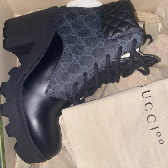 Gucci Women's Black Lace-Up Boots - Picture 4 of 5